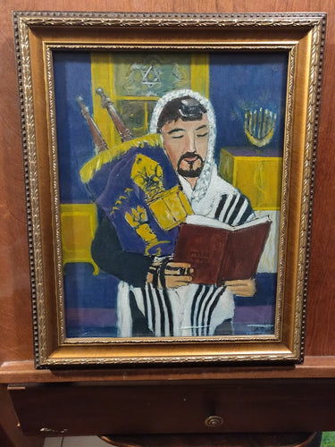 Original Acrylic by Bob Jeter with frame -Ashkenasi Rabbi