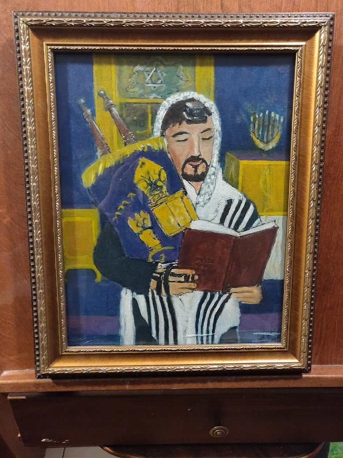 Original Acrylic by Bob Jeter with frame -Ashkenasi Rabbi